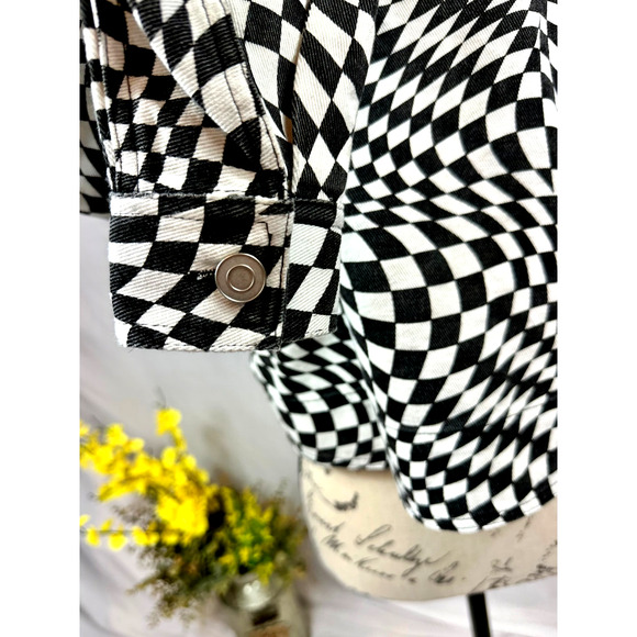 Elodie Cropped Psychedelic Mesmerizing Jacket Black & White M - Picture 6 of 11